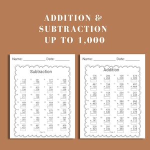 addition and subtraction printable math worksheets for 3rd grade homeschoolers math sheet set with 20 extra math worksheets and full solution key for home school or teacher classroom use