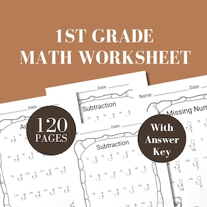Math worksheet 1st grade math first grade workbook math printable worksheet addition grade 1 subtraction math sheet 2nd grade mathematics