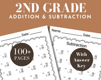 Second grade worksheet addition math printable year 2 worksheet instant download 2nd grader workbook double digit subtraction worksheet