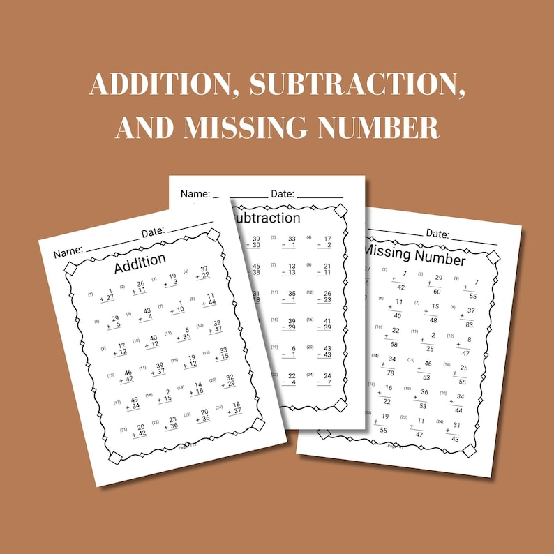 2nd grade math printable worksheet for homeschool curriculum second grade equations worksheet teacher classroom resource includes first grade math drill for students learning foundational math