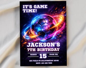 Invito di compleanno a tema calcio per ragazzo, invito personalizzato per festa di calcio, invito di compleanno sportivo stampabile, modello modificabile, download immediato