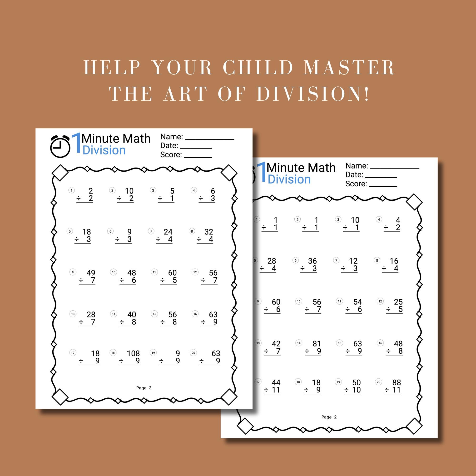 Division Worksheet Printable Practice Sheet 3rd Grade Division Fact ...