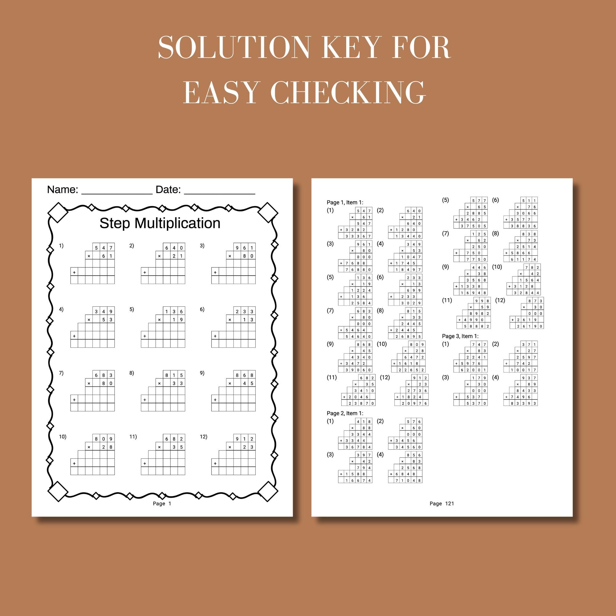 Step Multiplication Worksheet Fifth Grade Homeschool Printable ...