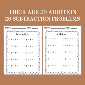 First grade math worksheet set with basic addition, subtraction, and number line problems. Great for daily practice, early finisher work, or homeschool curriculum. Use these printable 1st grade math pages as homework or classroom reinforcement for grade 1 math skills.