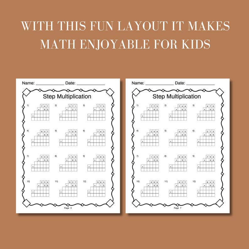 printable multiplication practice worksheet grade 5 long multiplication step-by-step exercises designed to improve math skills comprehensive workbook with solutions for homeschool and school use
