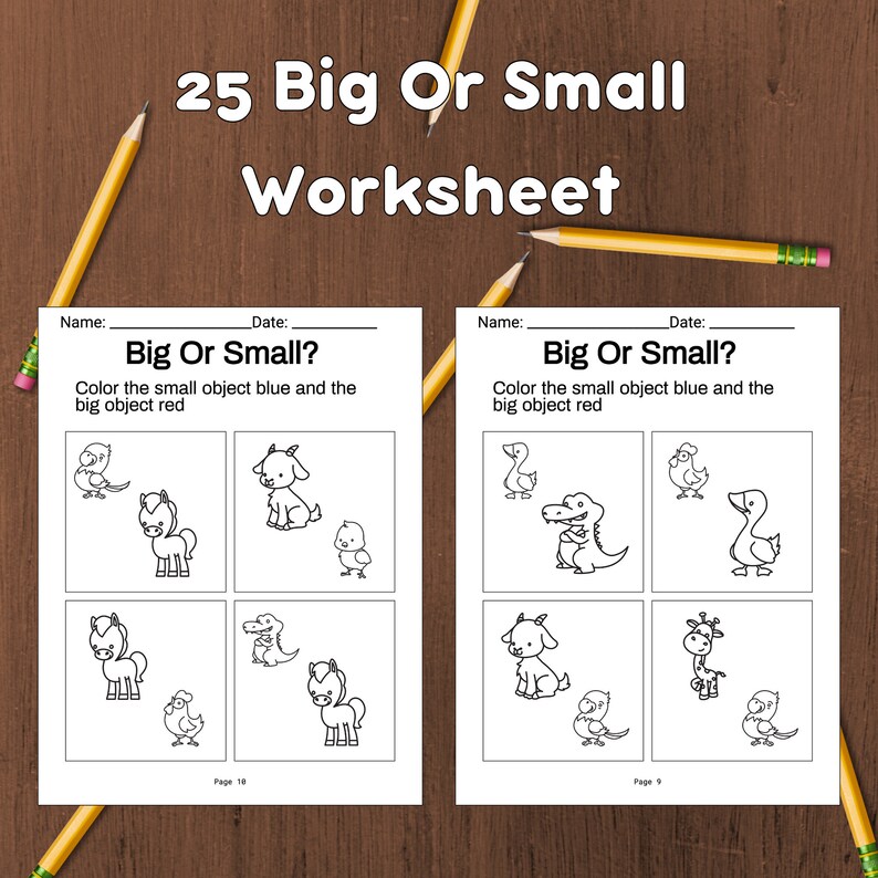 Big Small Worksheet Preschool Activities Printable Worksheet - Etsy