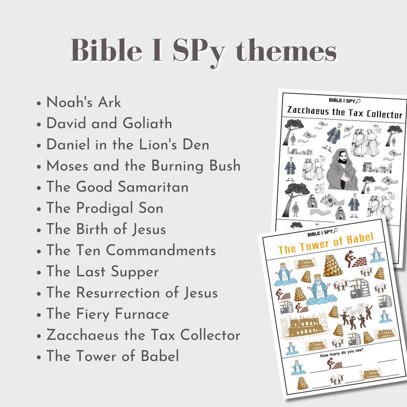 Printable i spy bible activity seek and find bible printable sunday school i spy bible kid activity christian morning basket activity gift image 2