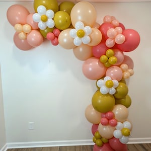 Daisy Balloon Garland Kit Pink Girl First Birthday Balloon Arch Daisy Flower Balloon Rainbow Party Decor Baby Shower Balloon Garland Kit