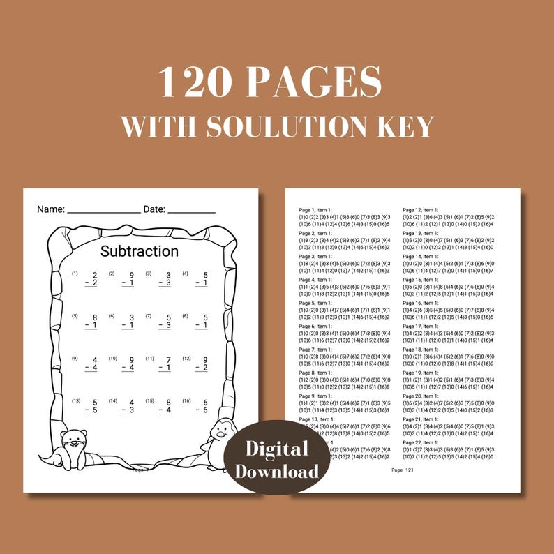 First grade math sheet pack for early learners includes subtraction and addition printables designed for grade 1 students and second grade review. Great homeschool math resource with no-prep worksheets for easy daily use and independent practice.
