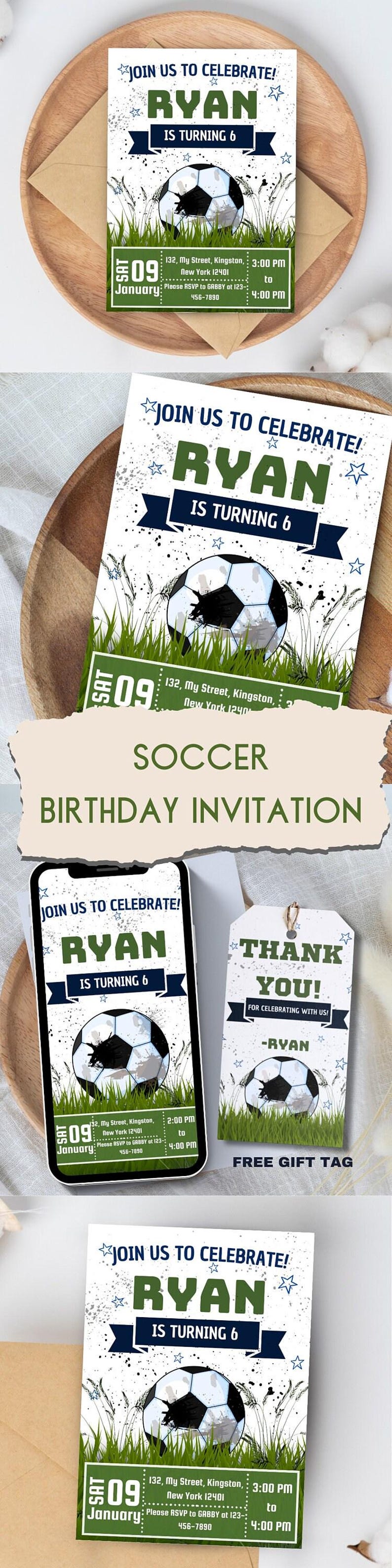 Soccer Invite Editable Birthday Card Instant Download Editable Soccer Invitation Template Boy Birthday Party Invite Soccer Party Invitation