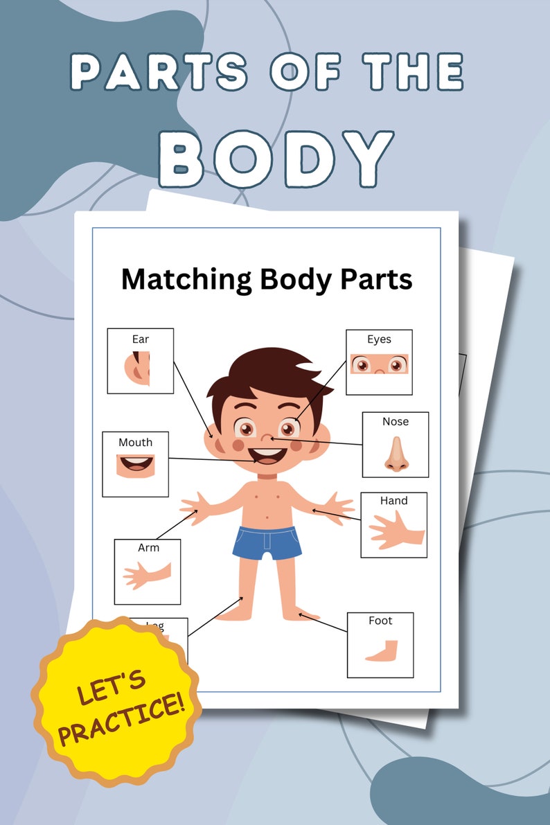 Body Part Matching Printable Game Girl Body Part Anatomy Kid Busy Book ...