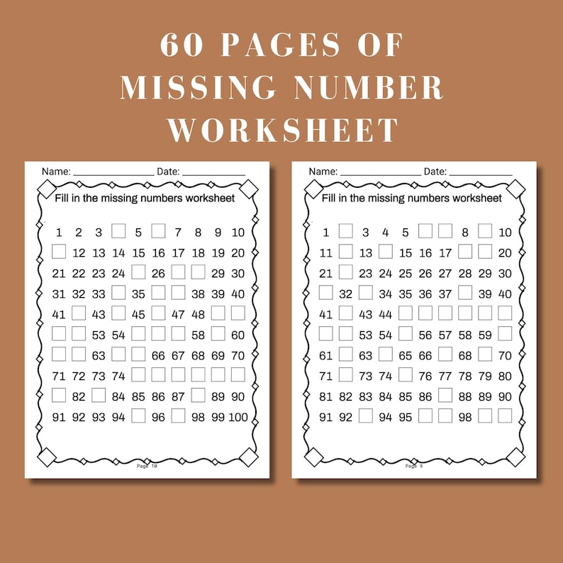 kindergarten counting worksheet printable for number recognition and sequencing from 1 to 100 early math worksheet life skills aligned with nbt.a.1 k.cc.2 perfect for homeschool and school practice