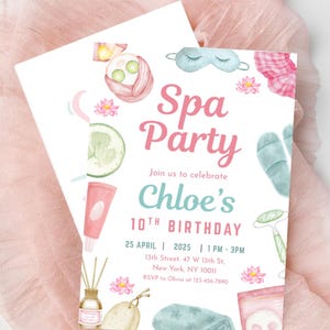 Tween Girl Spa Party Invitation Editable Invite Card Digital Download Pamper Birthday Invitation Spa Day Birthday Invite Card Printable