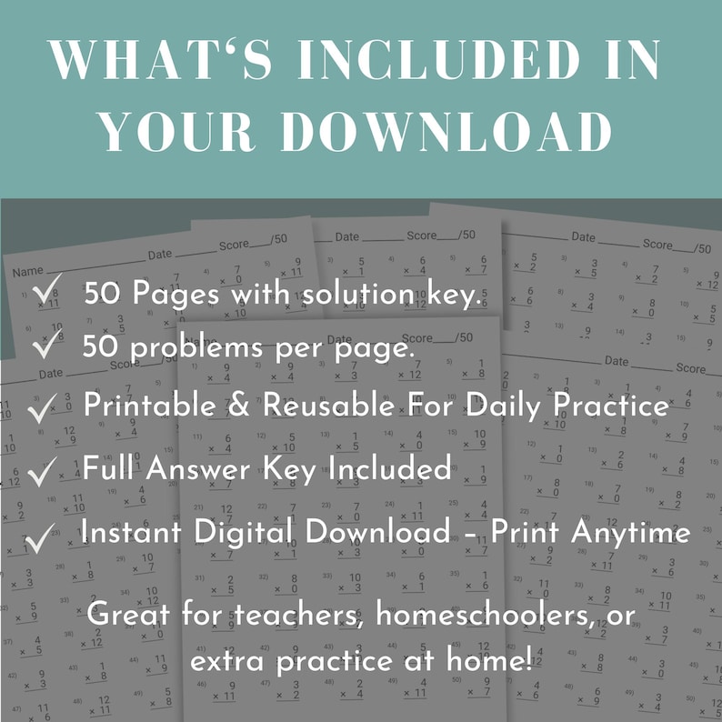 Multiplication Worksheets 3rd Grade Math Fact Fluency Times Tables ...