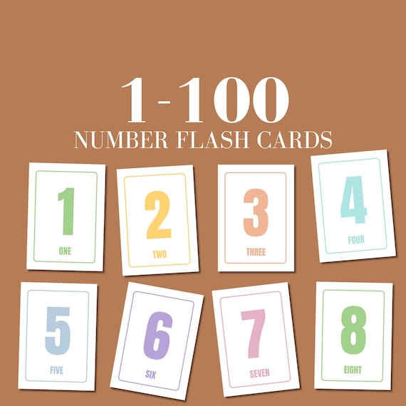 Printable number flashcard toddler number recognition printable preschool activity number card educational number flash card number 1-100