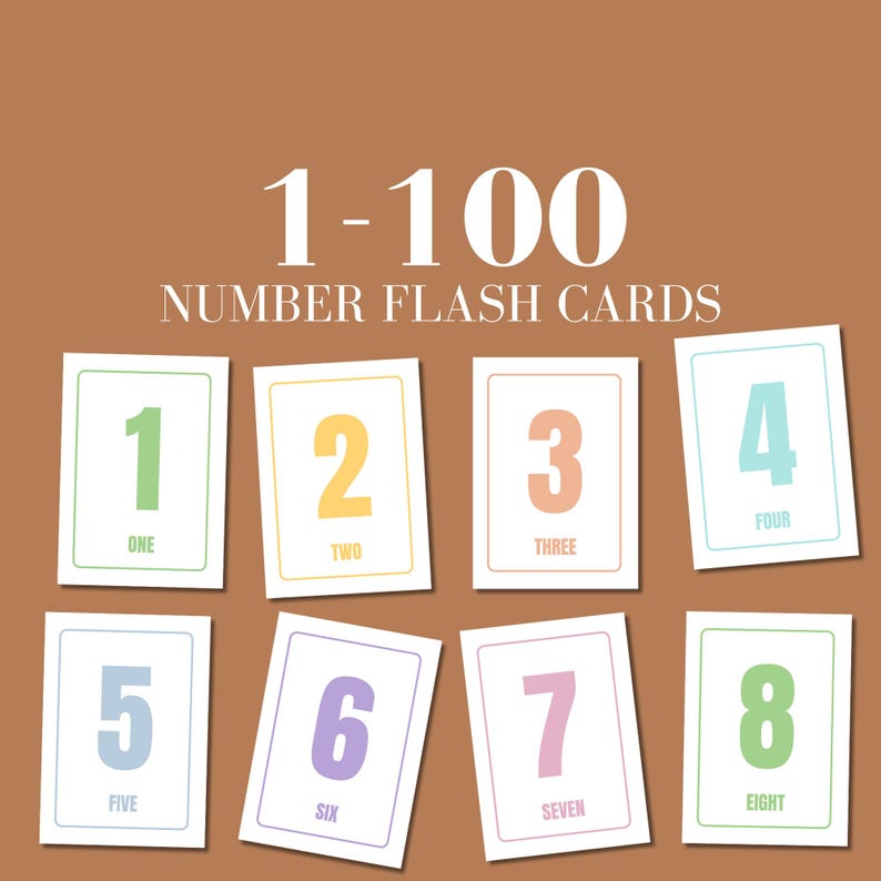 Printable number flashcard toddler number recognition printable preschool activity number card educational number flash card number 1-100