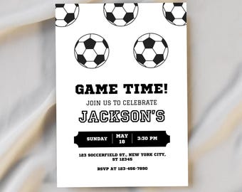 Invito di compleanno a tema calcio, invito per festa a tema calcio per bambini, invito per festa a tema sportivo, invito a tema calcio per compleanno, download immediato