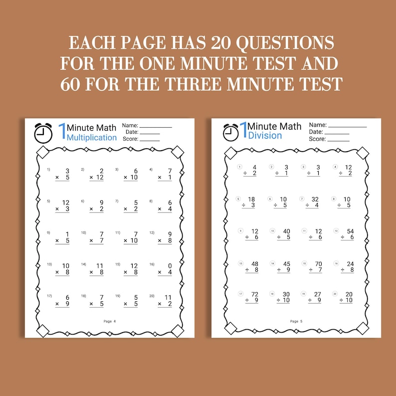 fourth grade math drill worksheet download printable multiplication and division sheet kid math speed drill for elementary grade 4 students homeschool or classroom practice math printable