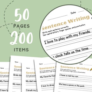 Write Sentence Worksheet Printable Sentence Formation Practice Sentence Writing Elementary Prompt Write Instant Download Homeschool CCRAL2