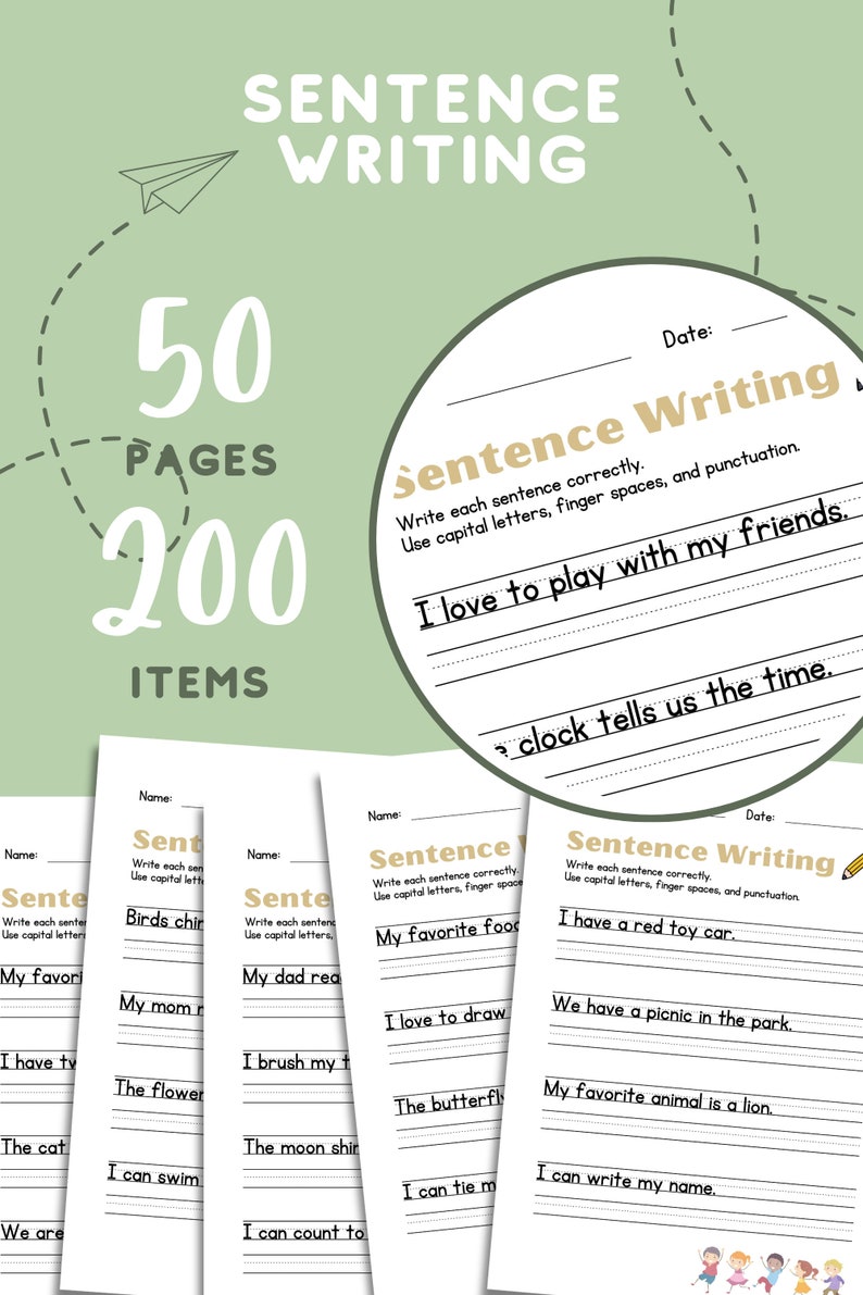 Write Sentence Worksheet Printable Sentence Formation Practice Sentence Writing Elementary Prompt Write Instant Download Homeschool CCRAL2