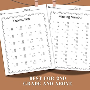 2nd grade math addition subtraction worksheet 3rd grade worksheet 1st grade math worksheet 3rd grade subtraction regrouping practice drill printable math exercises homeschool classroom math practice
