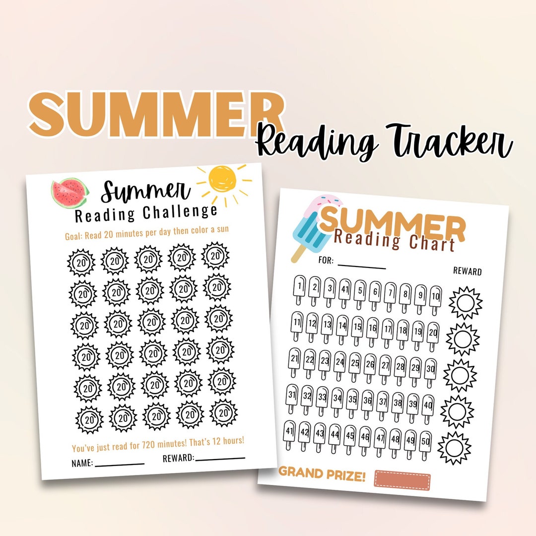 Summer Reading Log Kid Summer Reading Challenge Kid Read Chart Printable 20 Minute Reading Chart ...