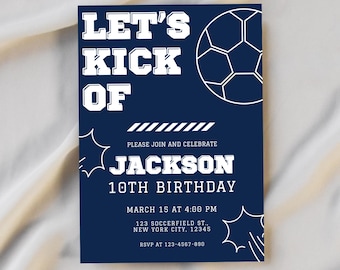 Invito di compleanno a tema calcio, invito per festa a tema calcio per bambini, invito per festa a tema sportivo, invito a tema calcio per compleanno, download immediato