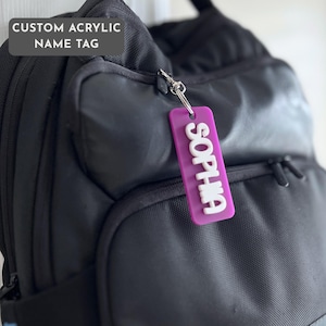 Personalized Backpack Name Tag Kid Acrylic School Bag Label Daycare Keychain Custom Lunchbox Tag Back to School Accessory Acrylic Name Tag