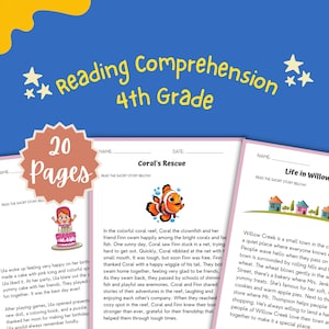 Fourth Grade Reading Printable Grade 4 Literacy Comprehension Worksheet Reading Comprehension Practice Sheet Instant Download Child Reading