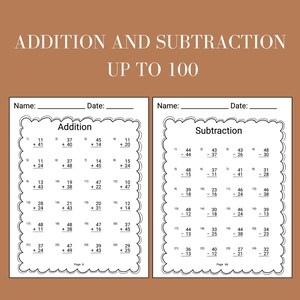 printable second grade math workbook includes addition worksheets double digit subtraction problems year 2 learning resource instant download for homeschool and classroom curriculum