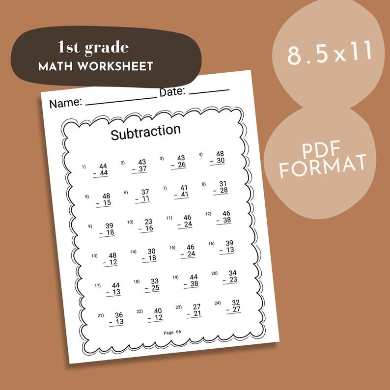 Printable grade 1 math worksheets focused on addition and subtraction practice, ideal for 1st grade homework assignments, homeschooling, or kindergarten math review. These engaging and simple worksheets support early math skill development at home or school.