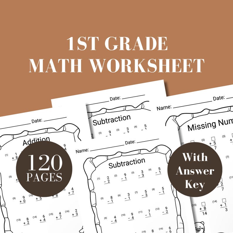 Math worksheet 1st grade math first grade workbook math printable worksheet addition grade 1 subtraction math sheet 2nd grade mathematics