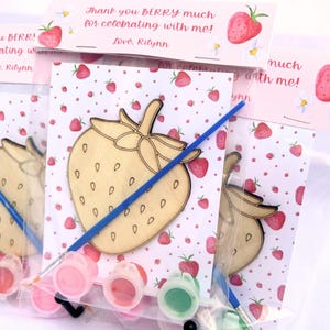 Berry Themed Party Favor Kit Strawberry Party Gift for Kids Girl Birthday Favor Bag DIY Paint Activity Thank You Strawberry Party Decor