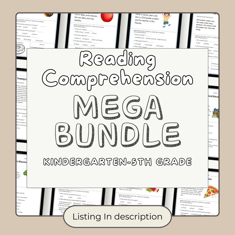 Mega Bundle 5th Grade Reading Comprehension Worksheet Printable Reading Passage Fifth Grade Reading Question Sheet Grade 5 Reading Activity Homeschool