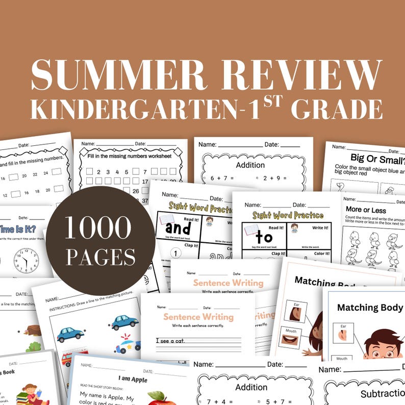 Kindergarten 1st grade summer review math practice 1st grade summer review summer prep reading comprehension worksheet printable math 1st