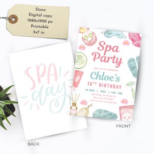 Editable spa day birthday invitation digital download invite card for tween girl pamper party printable spa birthday invite ideal for easy customization and instant party prep helping parents plan a stylish celebration