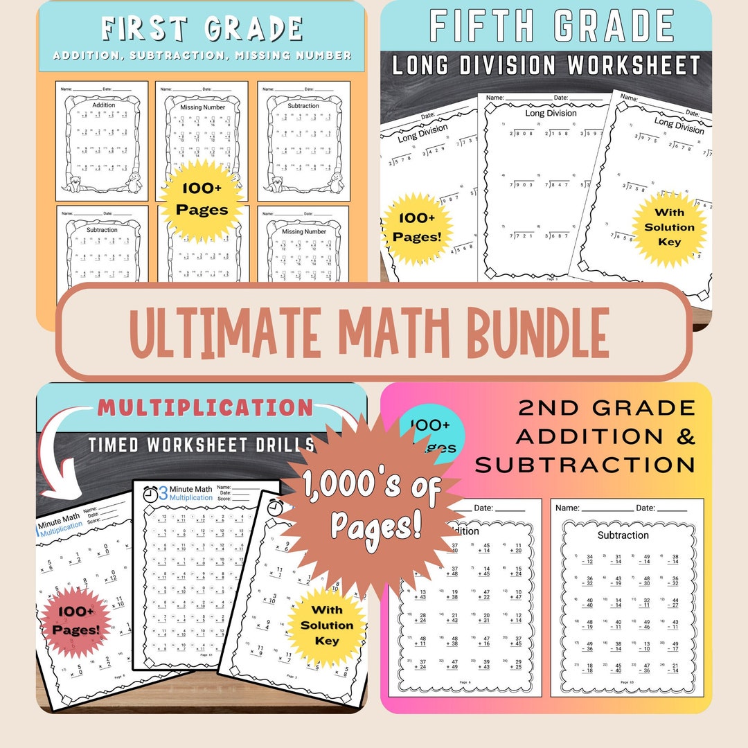 Math Worksheet Printable Bundle Homeschool Printable 1st Grade Math ...