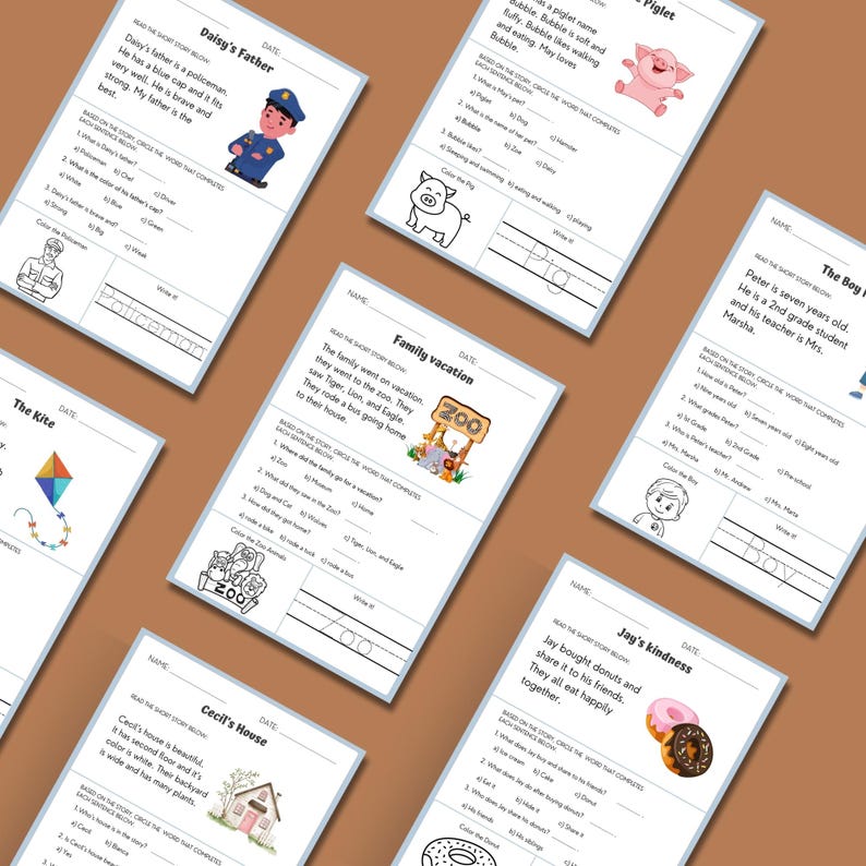 Leseverstehen Arbeitsblatt druckbares Kleinkind Arbeitsblatt Kind Lesepassage Geschenk Kind Kindergarten Lesen Homeschool Klasse Bild 7