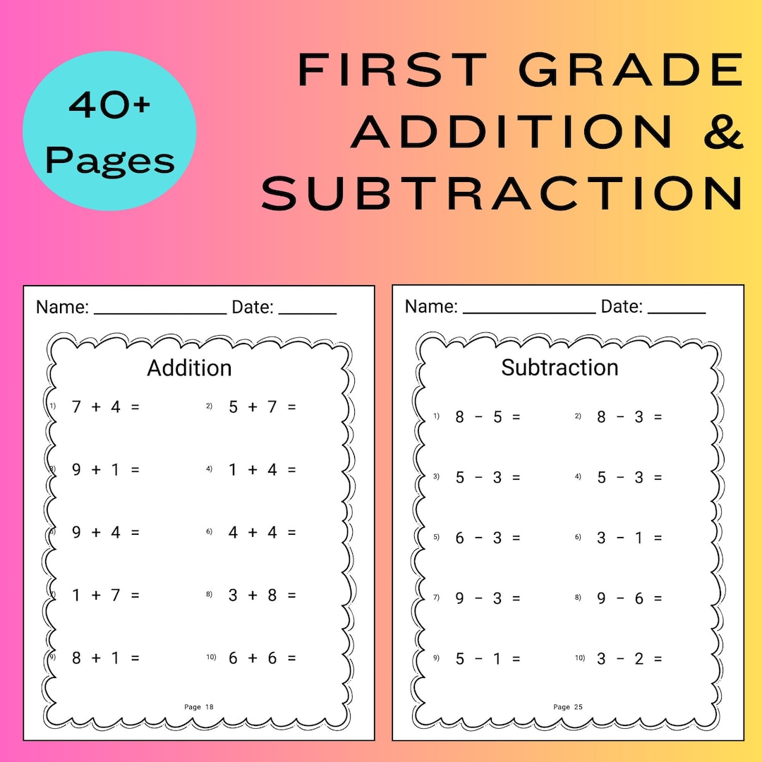1st Grade Math Worksheet First Grade Math Printable Kindergarten Math