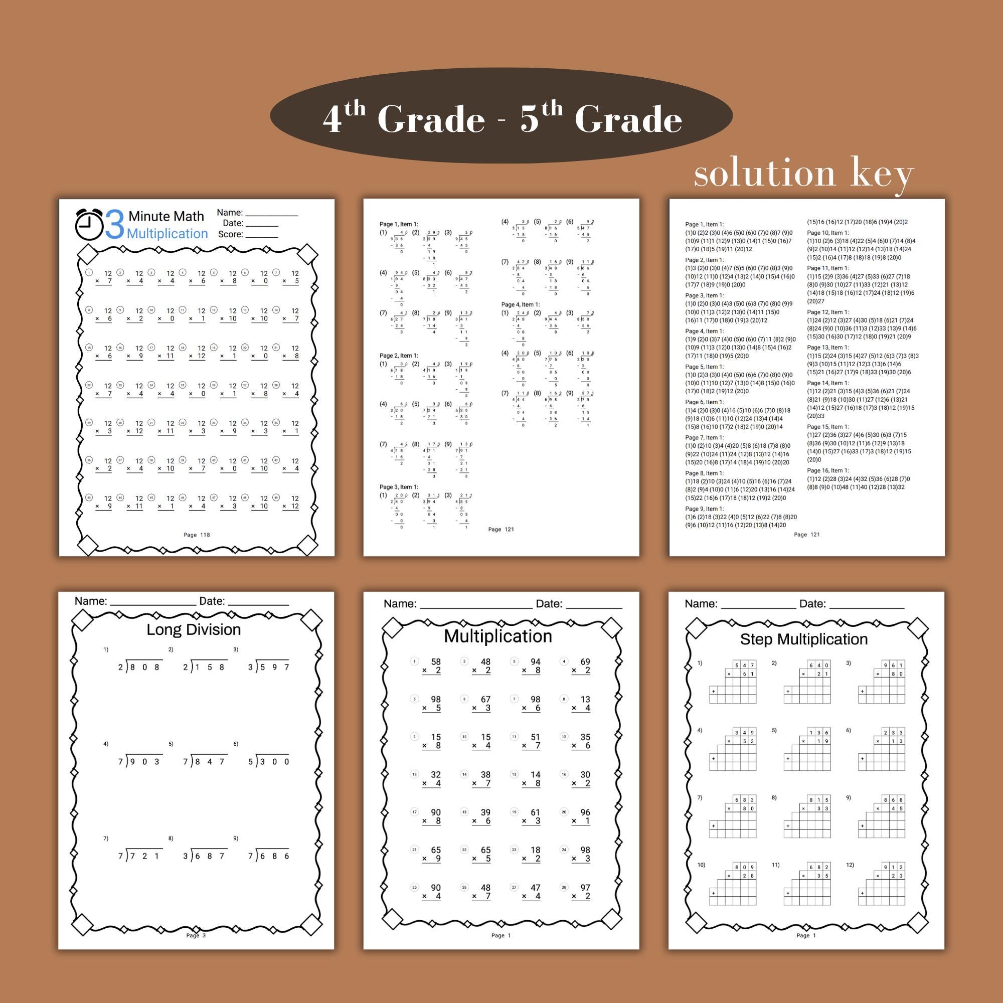 Printable Math Worksheet Bundle Math Activity Book Kid Multiplication ...