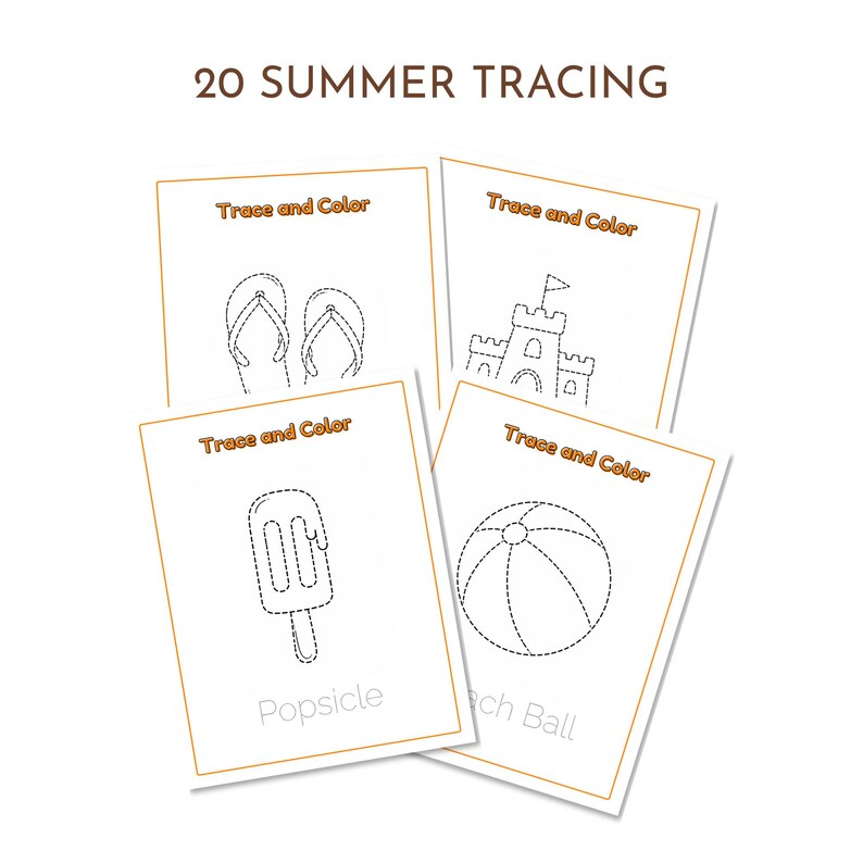 Trace and Color Worksheets Bundle Preschool Kindergarten All Seasons ...