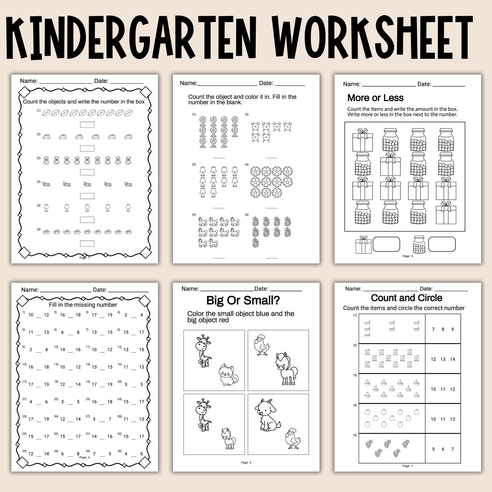 Math Worksheet Mega Bundle Homeschool Printable Kindergarten Math ...