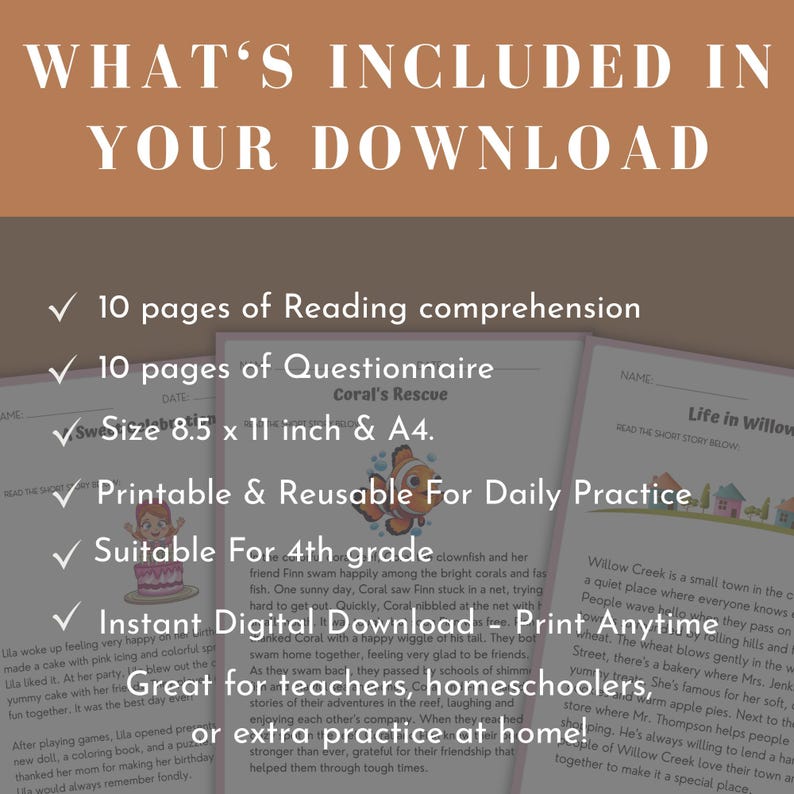 Literacy worksheet 4th grade elementary reading passage sheet 4th grade morning work grade 4 homeschool printable reading curriculum 4 grade image 2