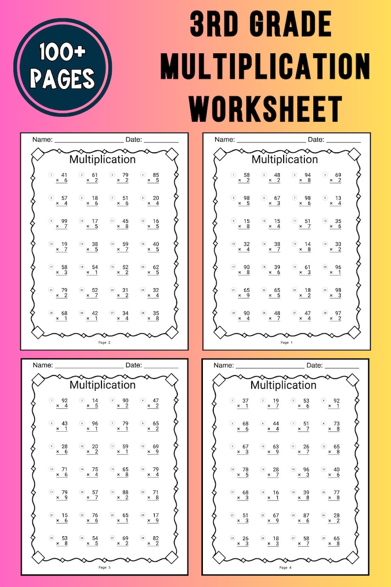 3rd Grade Math Multiplication Worksheet Chart Multiplication Table ...