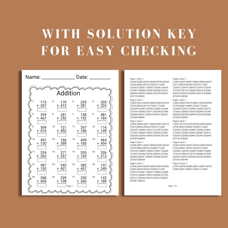 grade 3 math worksheet bundle for homeschool addition and subtraction problems printable sheets with answer key includes third grade and fourth grade level math drills for daily fluency practice