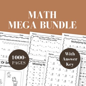 Afdrukbaar wiskundewerkbladbundel wiskundeactiviteitenboek kind vermenigvuldigen oefenblad megabundel voorschoolse wiskunde wiskundewerkboek eerste leerjaar