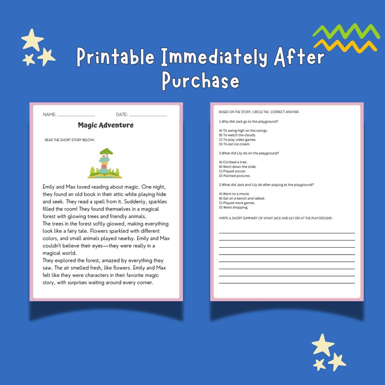 Fourth Grade Reading Printable Grade 4 Literacy Comprehension Worksheet ...