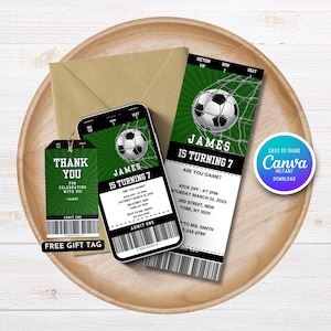 Fußball Ticket Geburtstagseinladung Fußball-Party-Boy-Einladung Fußball einladen Digitale Geburtstagseinladung Fußball-Geburtstagsfeier einladen