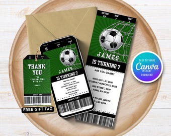 Soccer Ticket Birthday Invitation Soccer Party Boy Invitation Soccer Invite Digital Birthday Invitation Soccer Birthday Party Invite
