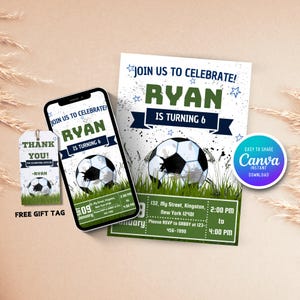 Soccer Invite Editable Birthday Card Instant Download Editable Soccer Invitation Template Boy Birthday Party Invite Soccer Party Invitation